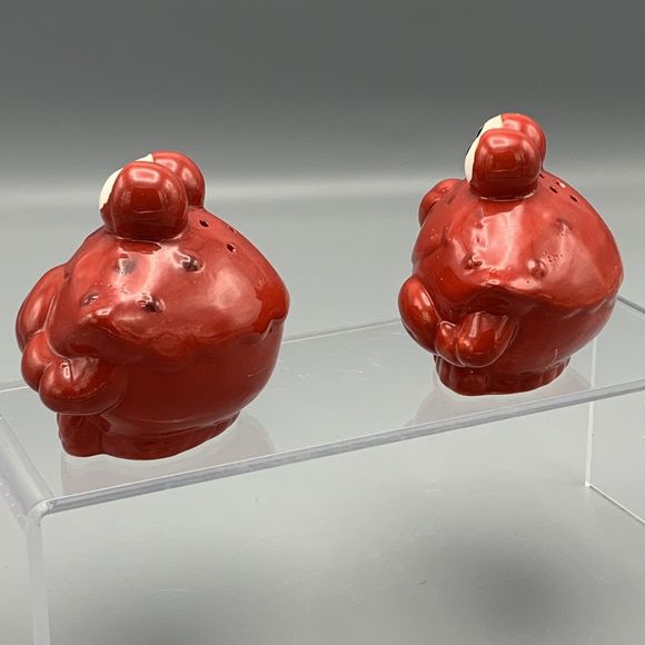 Nautical Beach Whimsical Smiling Red Crabs Salt Pepper Shaker Set With Stoppers - Picture 3 of 10